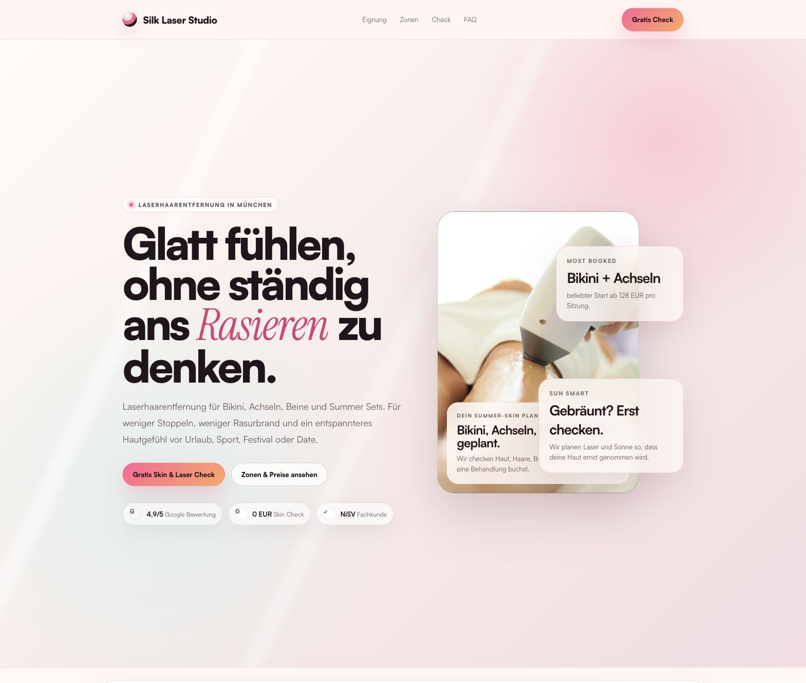 Screenshot der Silk Laser Studio Demo-Website